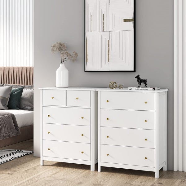 Drawer Chest， 4 Dresser Chest of Drawers， Clothes Storage Cabinet with Drawers， Modern Dresser for Bedroom - as picture - - 37668986