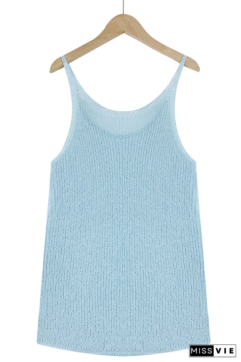 Color Block and Plain U Neck Knit Tank Top