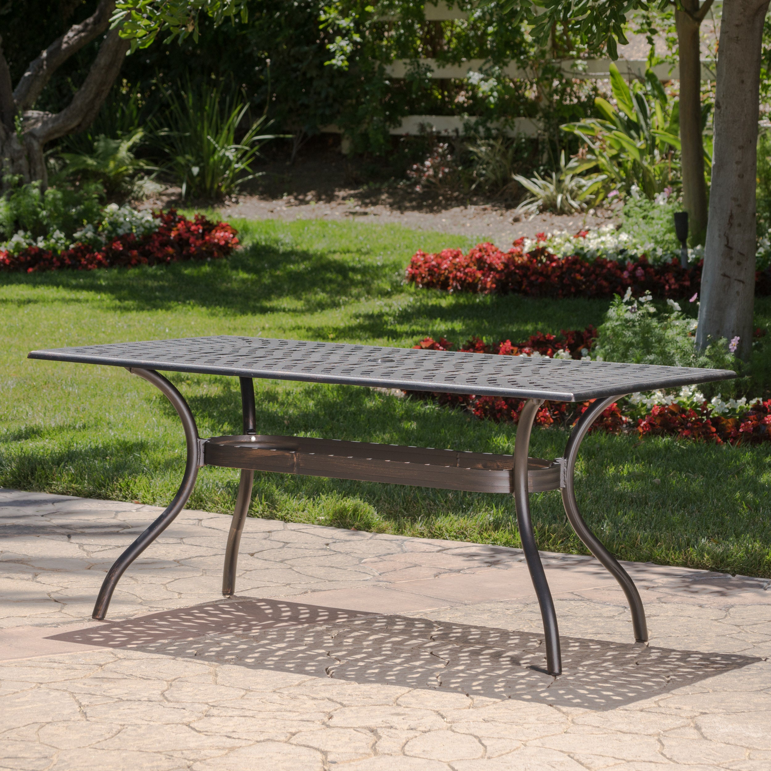 Carlton Outdoor Patina Copper Cast Aluminum Dining Table