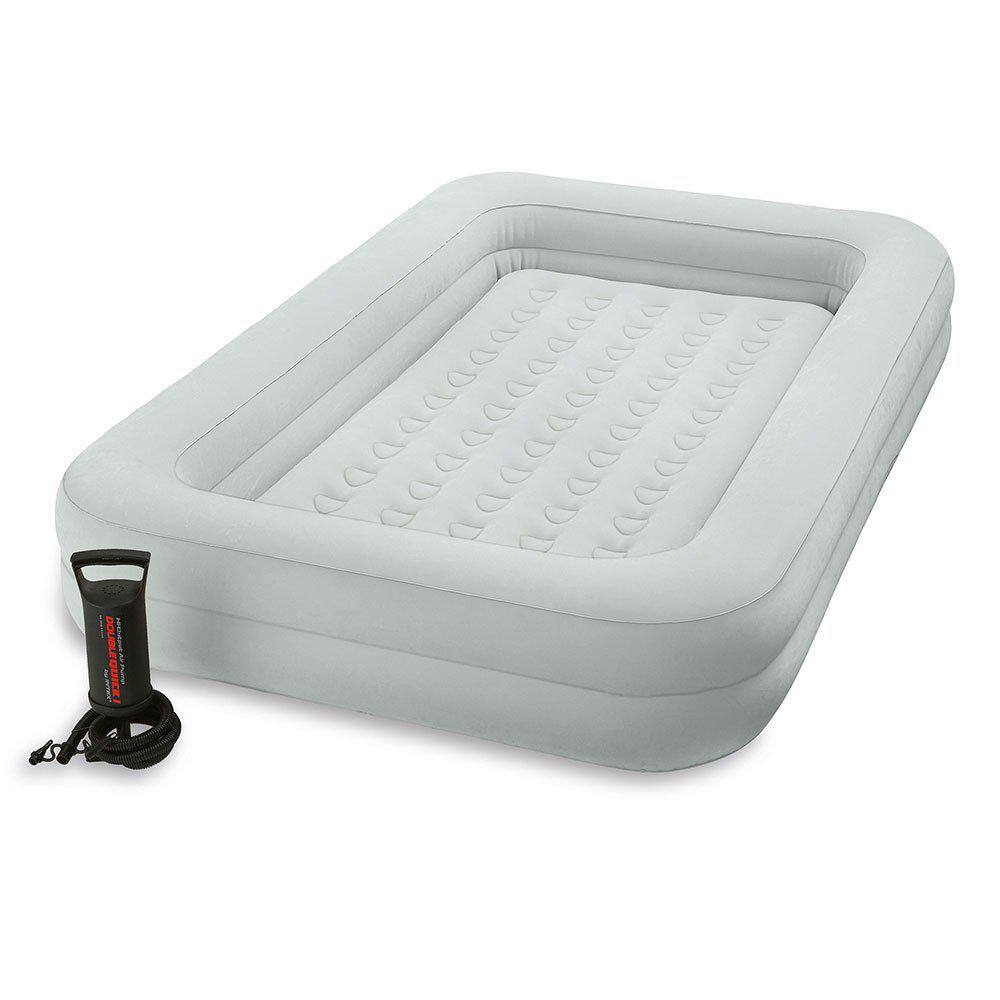 INTEX 66 in. L x 42 in. W x 10 in. H Kids Twin Inflatable Raised Frame Travel Air Mattress with Hand Pump 66810EP