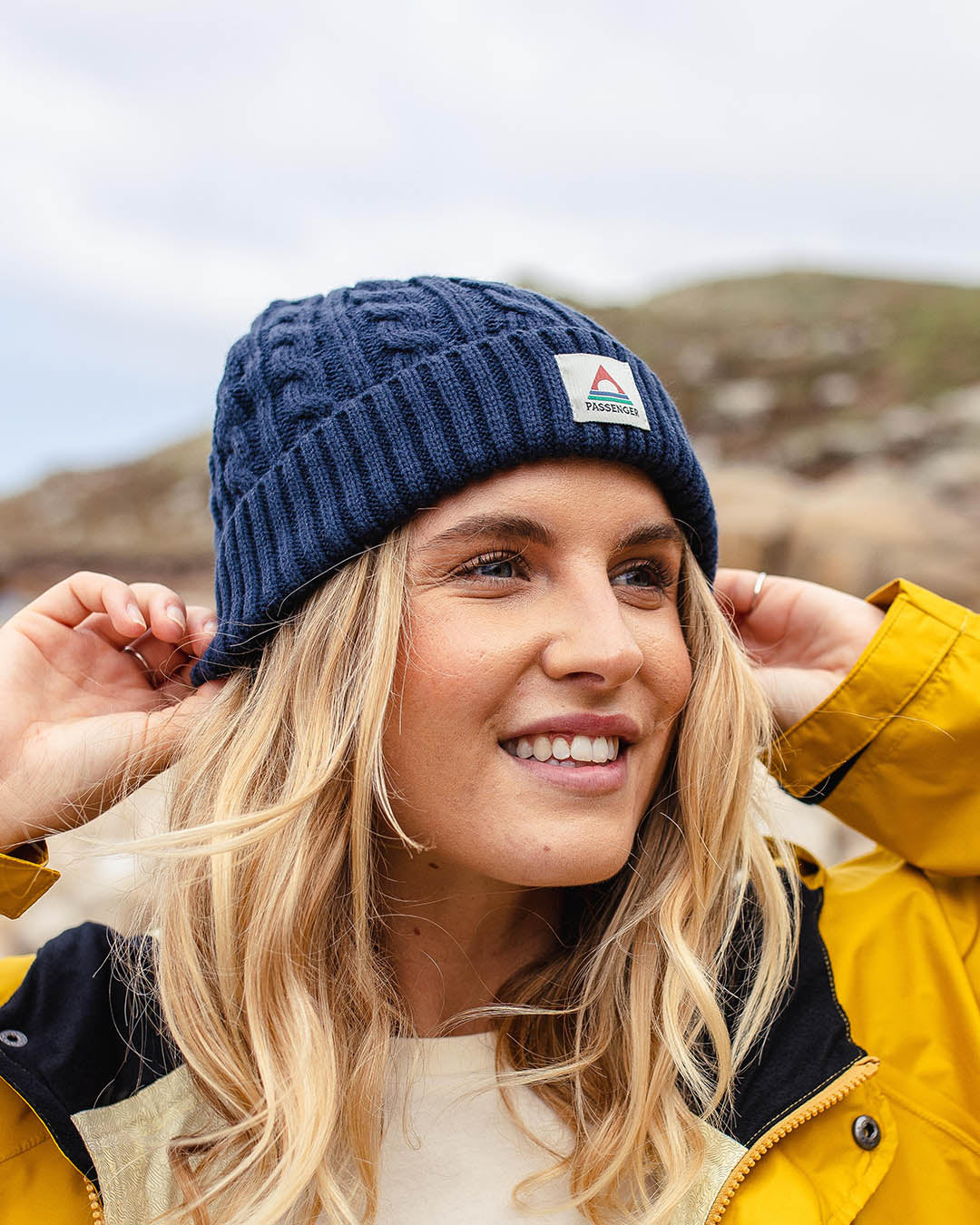 Fireside Cable Knit Beanie - Rich Navy