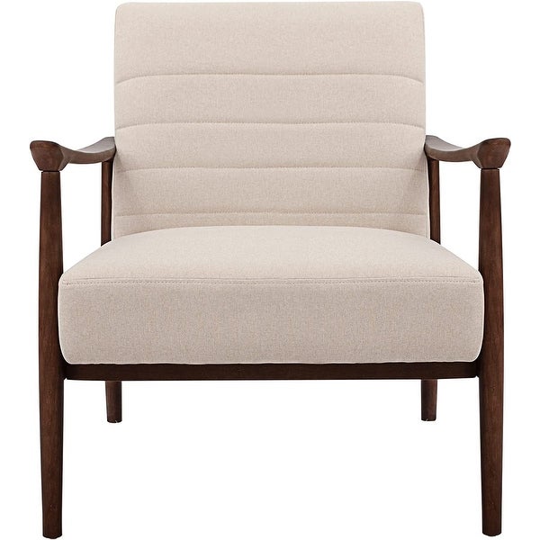 Mid-Century Modern Tufted Accent Chair with Wood Arms， Set of 1， Beige