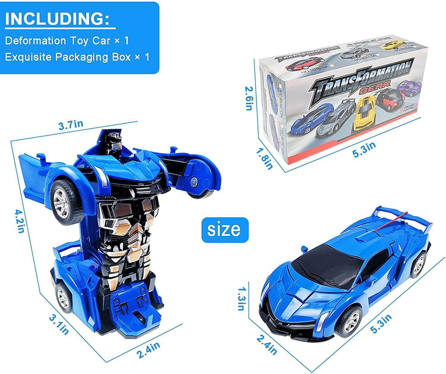 Toy Cars for 2-7 Year Old Boys， Transforming Toys Cars for 3 Year Old Boys and Toddlers， Robot Cars Toys for 4 Year Old