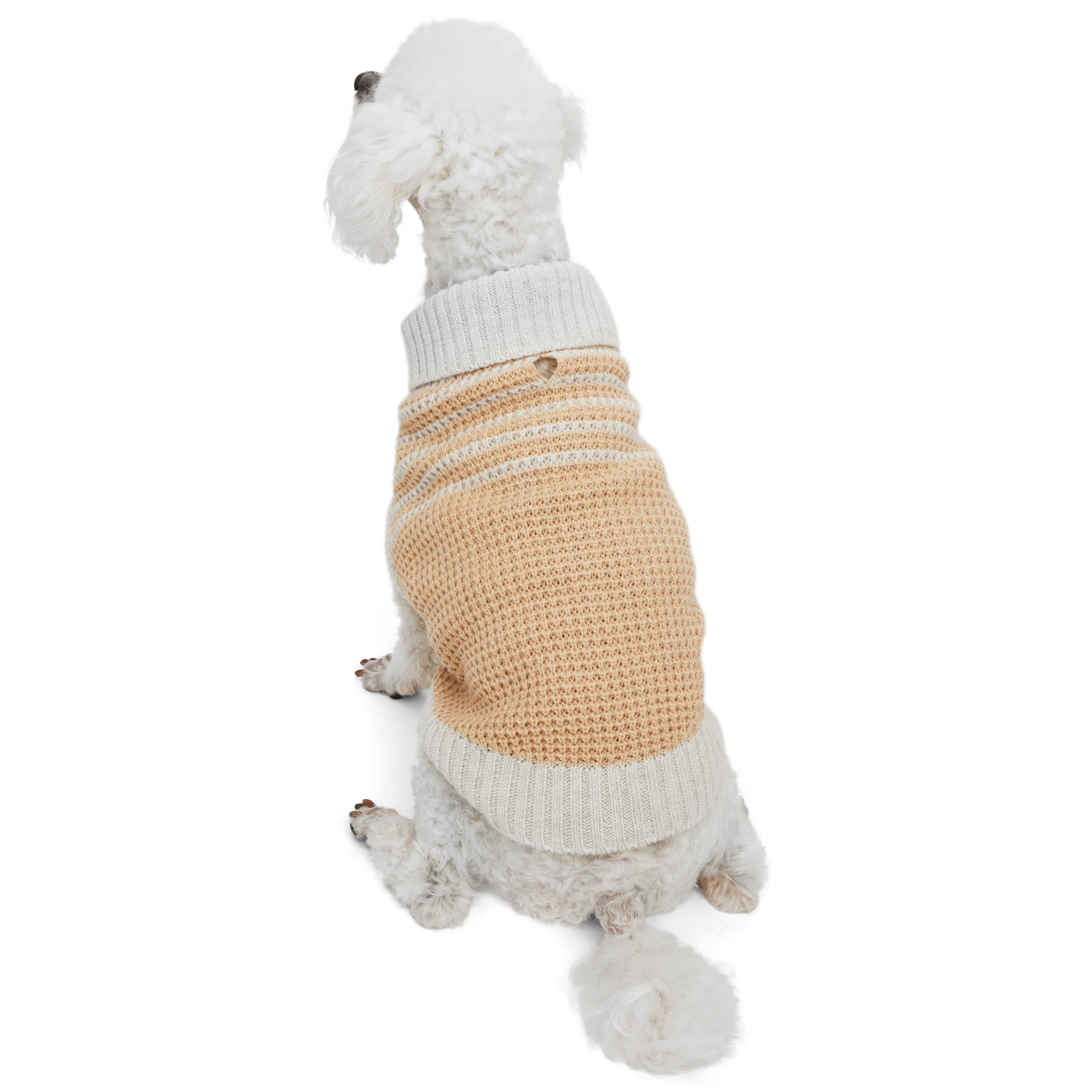 REDDY Tan/Grey Trim Cardigan for Dogs， X-Small