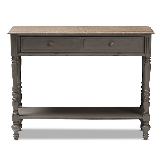 Noemie Country Cottage Farmhouse Finished 2 Drawer Console Table Brown Baxton Studio