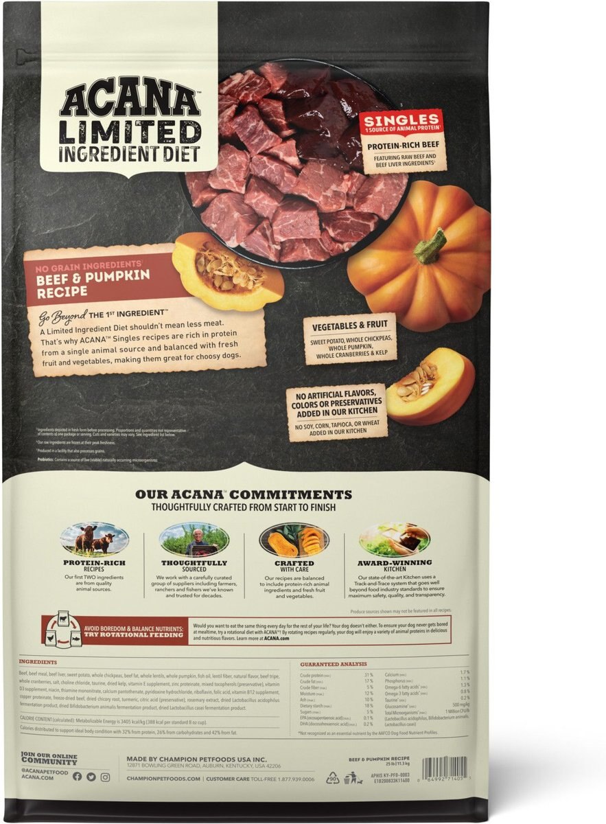 ACANA Singles Limited Ingredient Diet Beef and Pumpkin Recipe Grain-Free Dry Dog Food