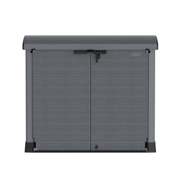 Duramax Cedargrain Storeaway 1200l Capacity Outdoor Deck And Garden Storage Box With Panel Doors amp Arc Lid For Patios Pool Areas amp Driveways Grey