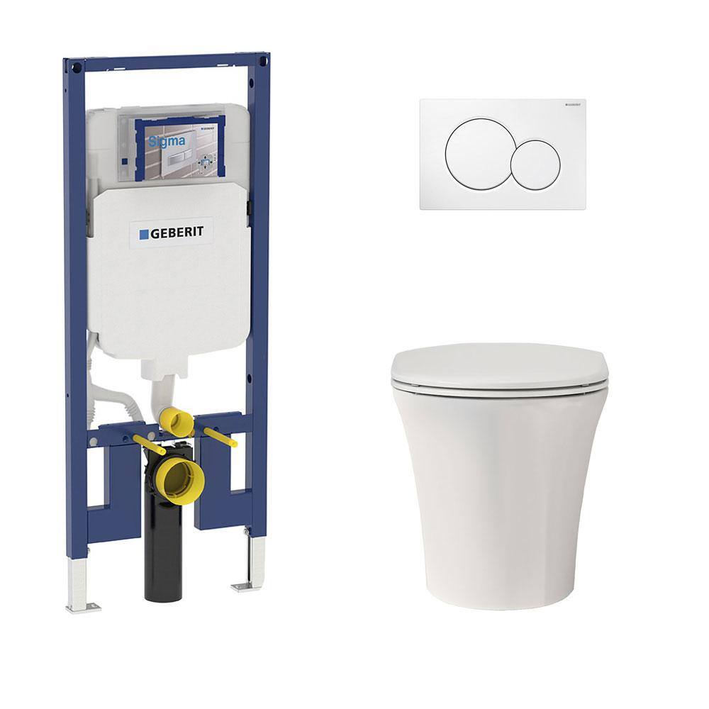 Geberit MUSE 2-piece 0.81.6 GPF Dual Flush Elongated Toilet with 2 in. x 4 in. Concealed Tank and Plate in White Seat Included C-6620KIT2X4