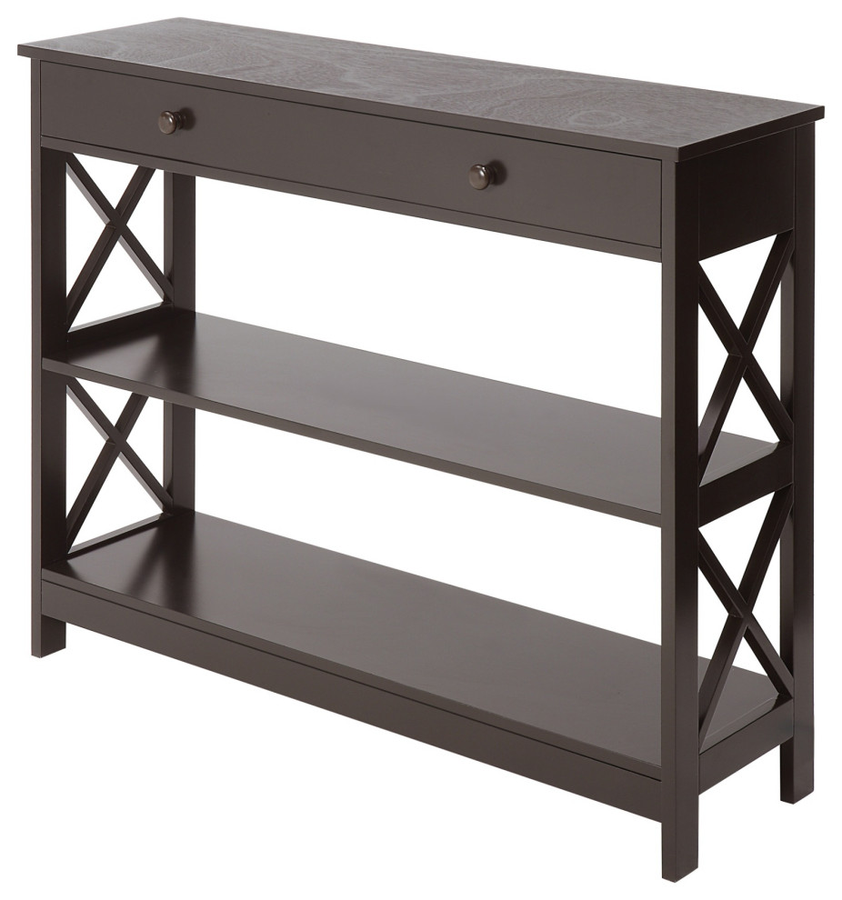 Oxford 1 Drawer Console Table With Shelves   Transitional   Console Tables   by VirVentures  Houzz