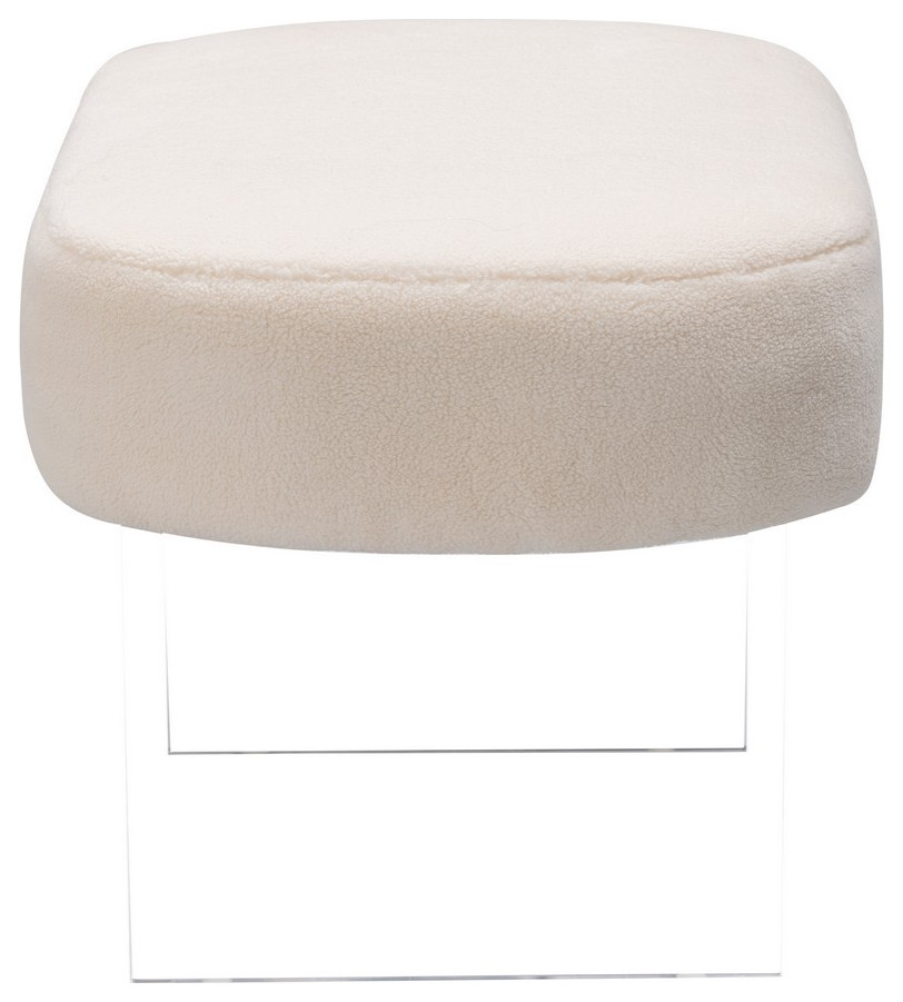 Barbie Faux Sheepskin Ottoman   Contemporary   Footstools And Ottomans   by Peachtree Fine Furniture  Houzz