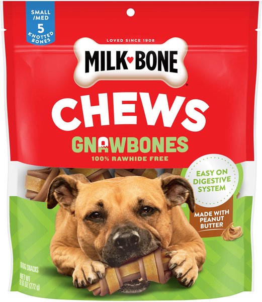 Milk-Bone Gnaw Bones Small/Medium Real Peanut Butter and Chicken Flavor Dog Treats， 5 count