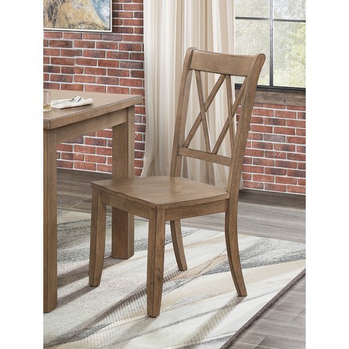 Casual Brown Finish Side Chairs Set of 2 Pine Vene...