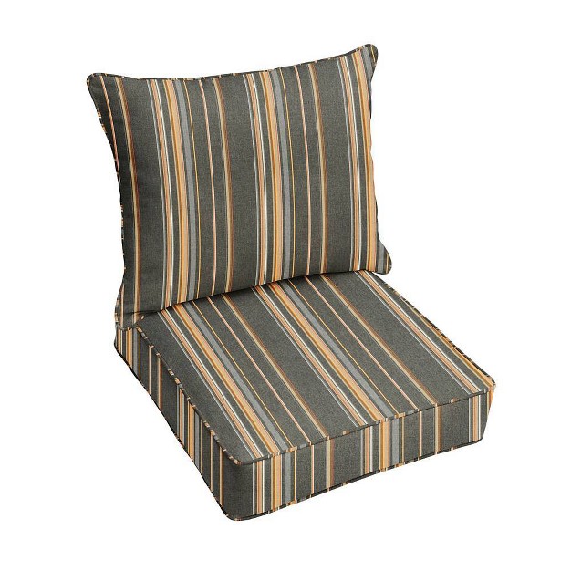 Sunbrella Stripe Outdoor Seat Cushion Gray orange