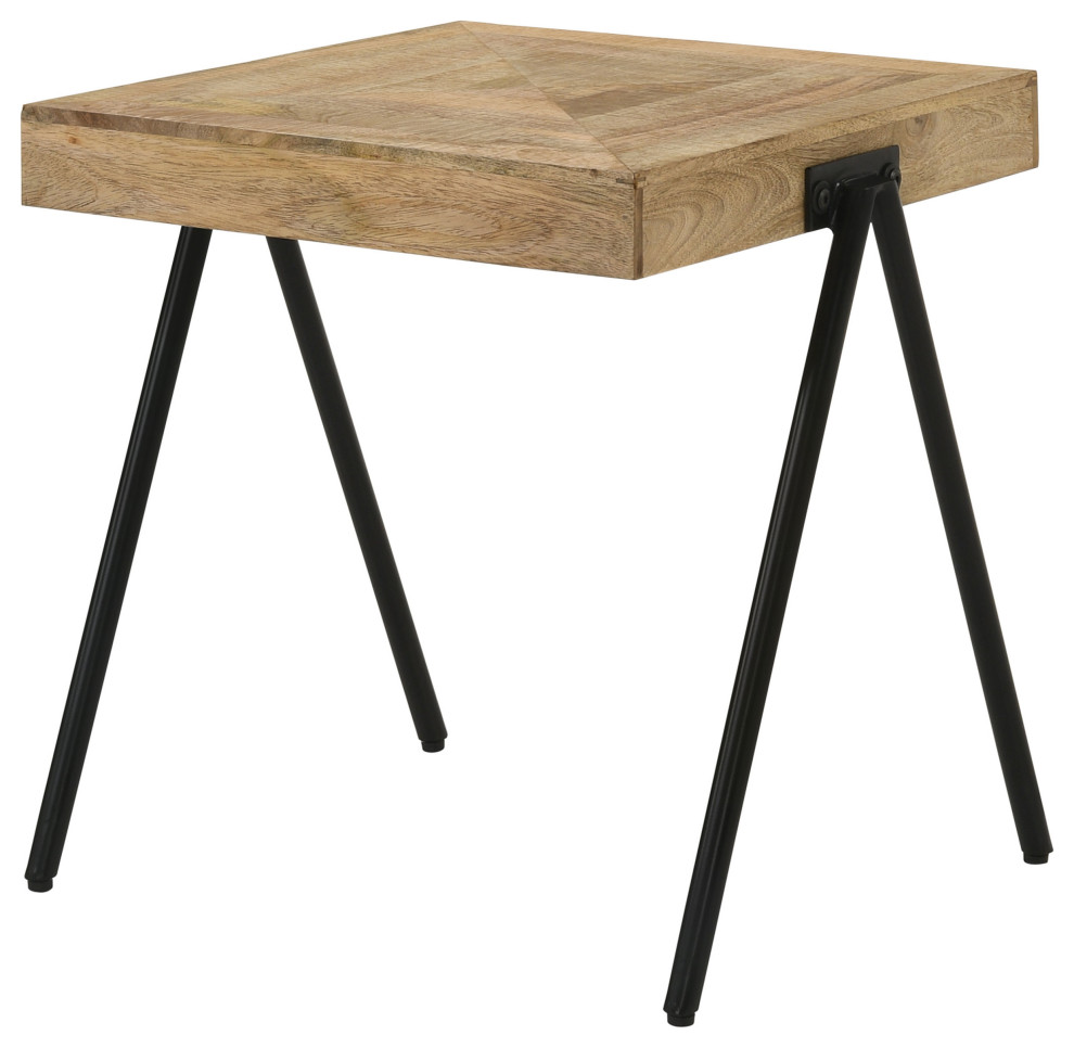 Avery Square End Table With Metal Legs Natural and Black   Modern   Side Tables And End Tables   by Modon  Houzz