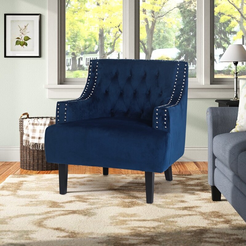 Adeco Accent Chair Armchair Mid Century Modern Velvet Sofa Chair