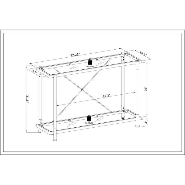 Modern Acrylic Glass Console Table with Storage Shelf Plant Side Table for Hallway， Foyer， Living Room