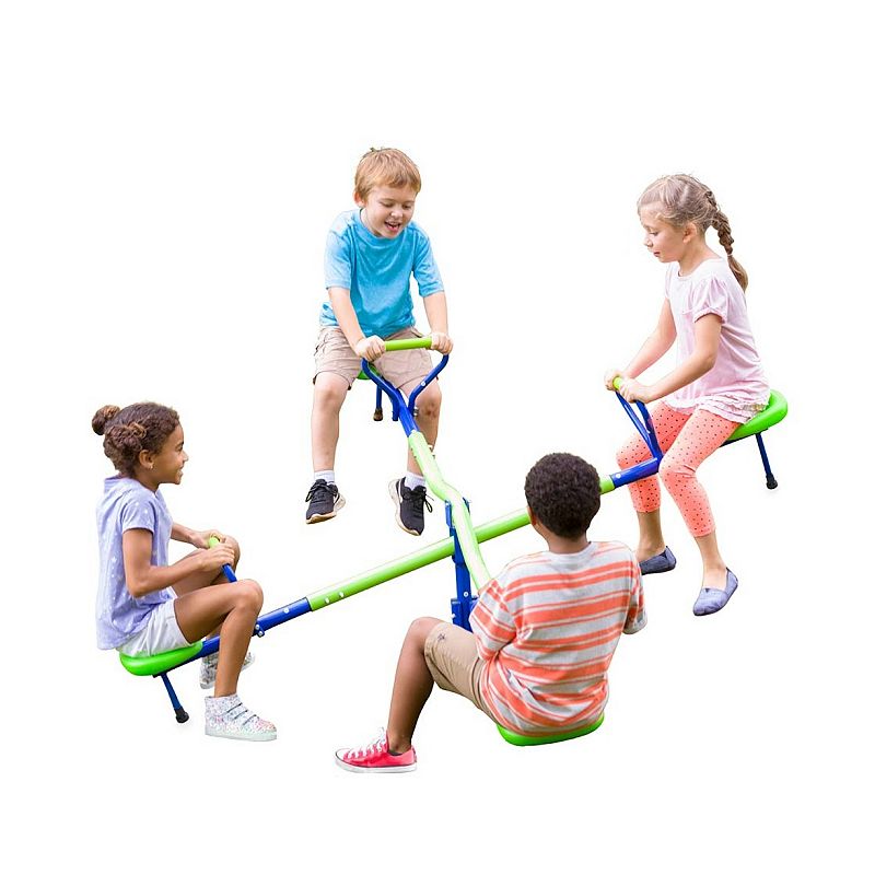 HearthSong Quad-Seat Teeter Totter Spinning Seesaw for Multiple Kids' Active Play