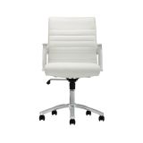 Modern Comfort Winsley Bonded Leather Mid-Back Manager's Chair， White/Silver， BIFMA Certified