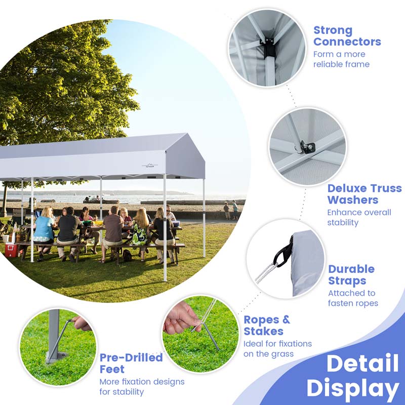 10 x 20 FT Pop-Up Canopy Tent Car Garage Shelter Screen House Party Tent with Removable Sidewalls & Wheeled Bag