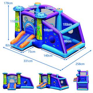 HONEY JOY Alien Bounce House Kids with Jump Slide Ball Pit Inflatable Bouncer Without Blower TOPB003234