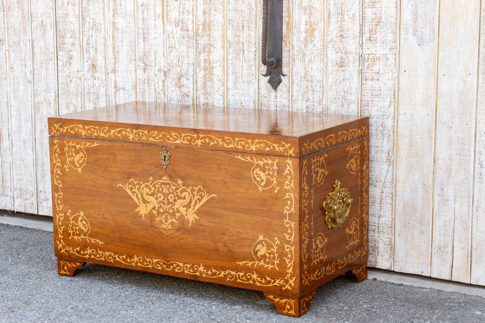 Large Walnut Marquetry Inlay Chest   Victorian   Accent Chests And Cabinets   by De cor  Houzz