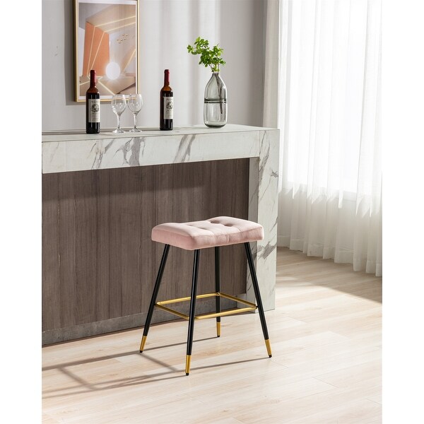 Vintage Stool No Backless Counter Height， Metal Frame is Sturdy and Stable，Sponge Foam Seat Cushion for Bar and Restaurant