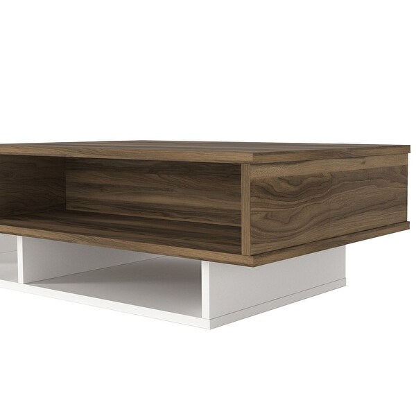 41 Inch Modern Wooden Rectangular Coffee Table with 3 Tier Storage