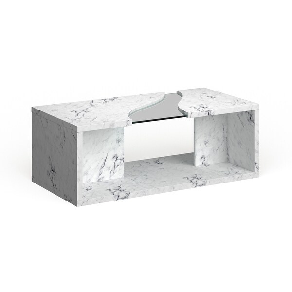 Furniture of America Kobe Faux Marble and Glass Coffee Table