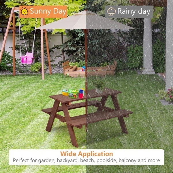 4 Seat Kids Picnic Table Bench with Umbrella - Overstock - 37868634