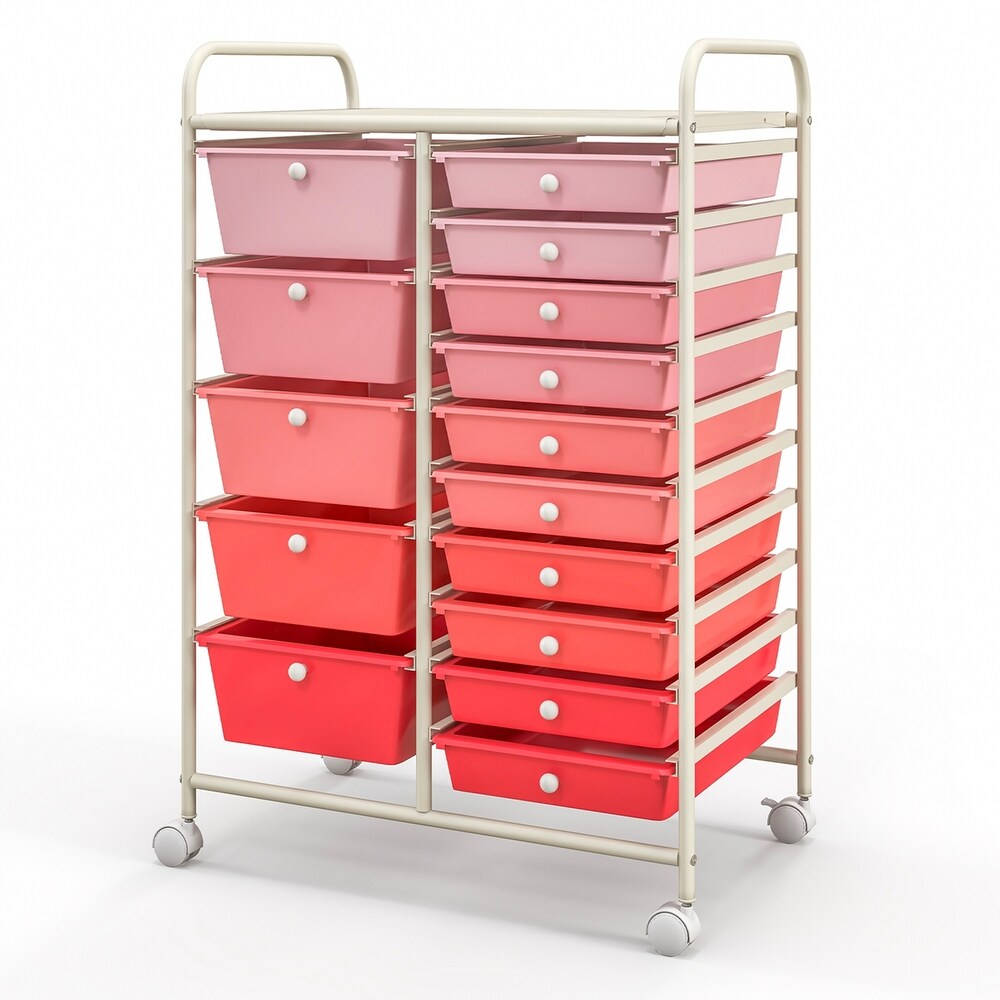 Costway 15 Drawer Rolling Storage Cart Tools Scrapbook Paper Office   See Details