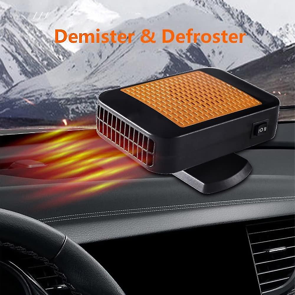 Car Heater Defroster，portable Electric Cooling Warming Heating Fan Rotatable Windshield Defrosting Defogging Heater With Top Vent(1pcs， Orange)