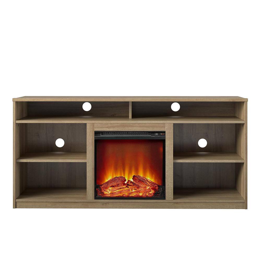 Ameriwood Home 65 in. Mountain Bay Fireplace TV Stand for TVs in Natural DE01561