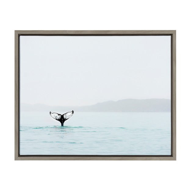 X 24 quot Sylvie Whale Tail In The Mist Framed Canvas By Amy Peterson Gray Kate And Laurel