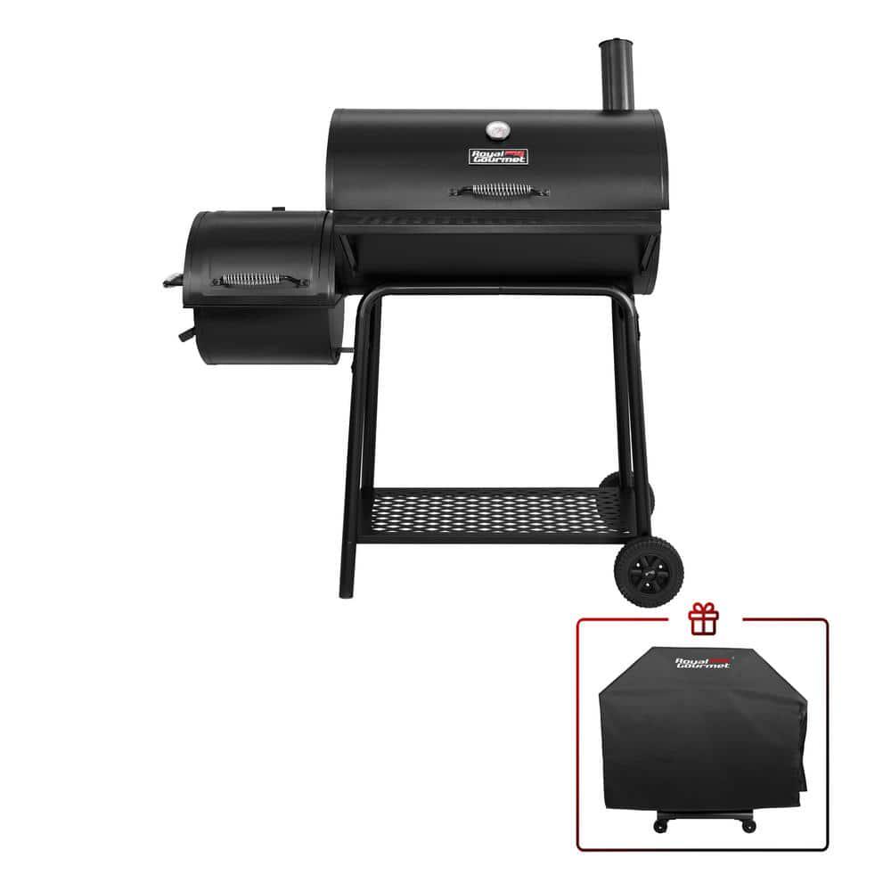 Royal Gourmet Charcoal Grill with Offset Smoker in Black Plus A Cover