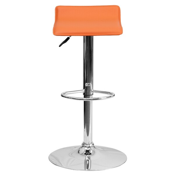 2 Pack Contemporary Vinyl Adjustable Height Barstool with Solid Wave Seat - 15