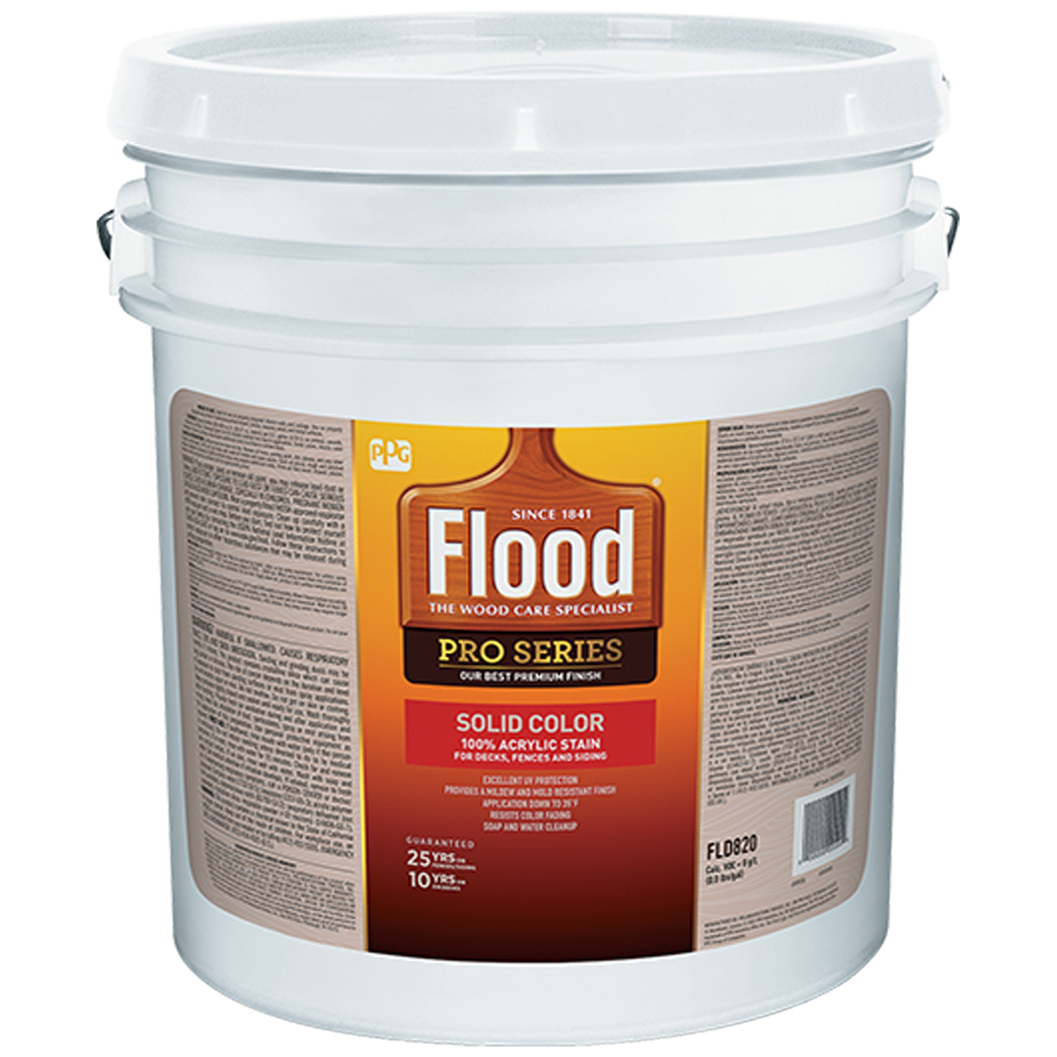 Flood Pro Series Solid Satin White Pastel Base Acrylic Wood Stain 5 gal