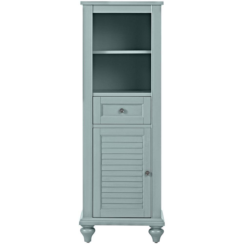 Home Decorators Collection Hamilton 18 in. W x 53 in. H x 14 in. D Bathroom Linen Storage Cabinet in Sea Glass 1235100310