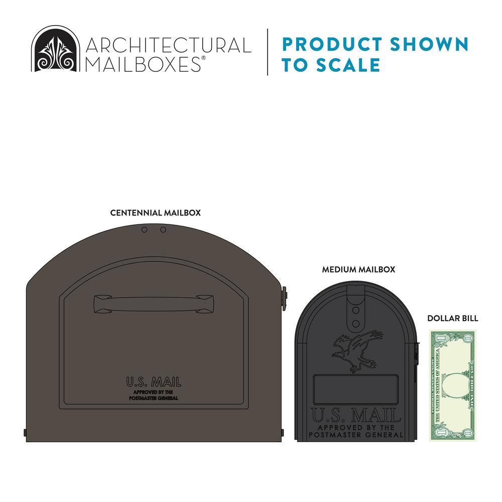 Architectural Mailboxes Centennial Rubbed Bronze Extra Large Steel Mailbox and Decorative Post Combo Kit 950080RZ-10