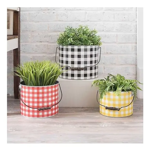 Set of 3 Buffalo Plaid Print Planter   Pots Flower Planter Storage Buckets Table Pots Plant Holder Indoor/Outdoor Decor Baskets