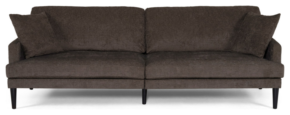 Daniel Contemporary 3 Seater Fabric Sofa With Accent Pillows   Midcentury   Sofas   by GDFStudio  Houzz