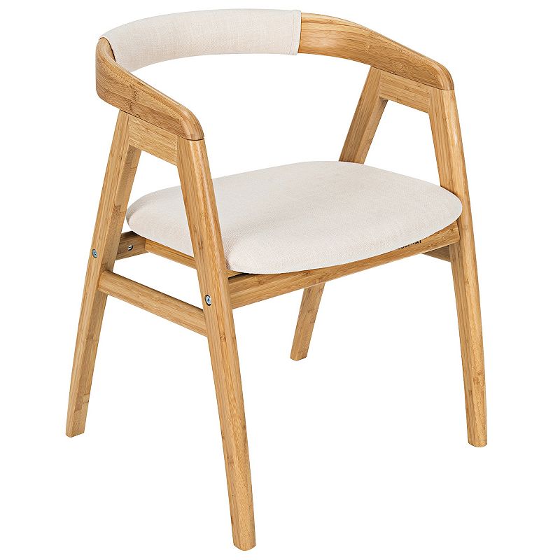 Leisure Dining Chair with Curved Back and Anti-slip Foot Pads-Natural