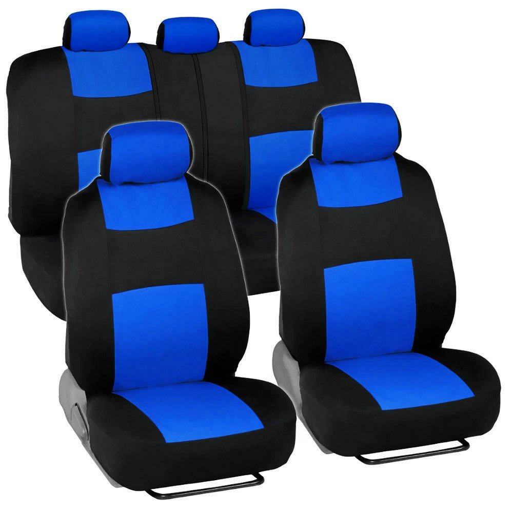 Auto Car Seat Covers Full Set Universal fit Most Car，Truck，SUV and Van 5 Seaters Front Rear Seat Covers Car Seat Protectors Blue