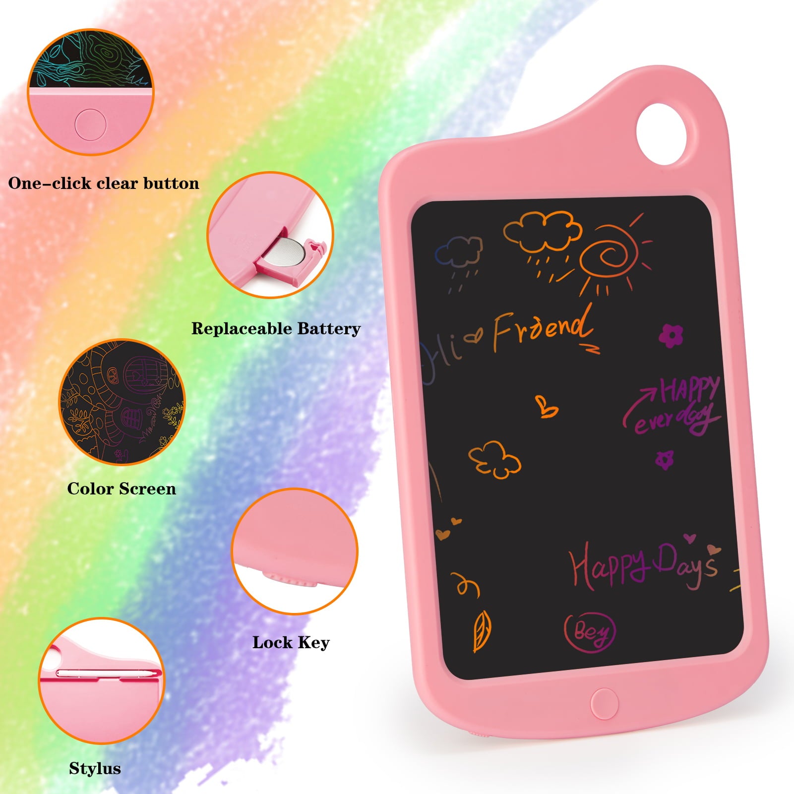 NETNEW 10 Inch LCD Writing Tablet Drawing Board Pad Toys for Girls 3-6 Years Electronic Graphics Tablet Colorful Screen Doodle Learning Board