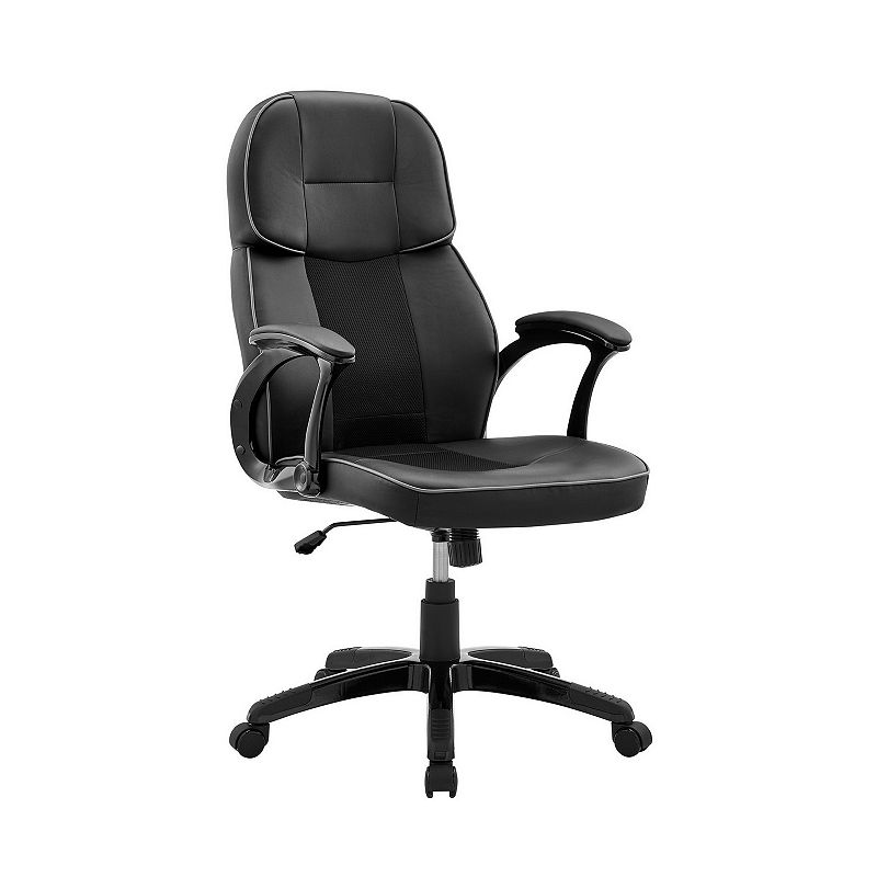 Vic 26 Inch Ergonomic Gaming Office Chair， Gray Welt Corded Edges， Black