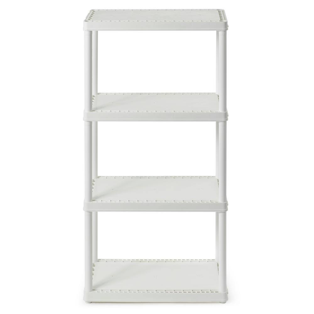 GRACIOUS LIVING White Solid Plastic Easily Assembled Light Duty Shelving Unit 24 in. L x 12 in. W x 48 in. H 91064-1C-90