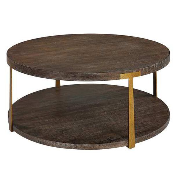 Palisade Rich Coffee and Natural Round Wood Coffee Table