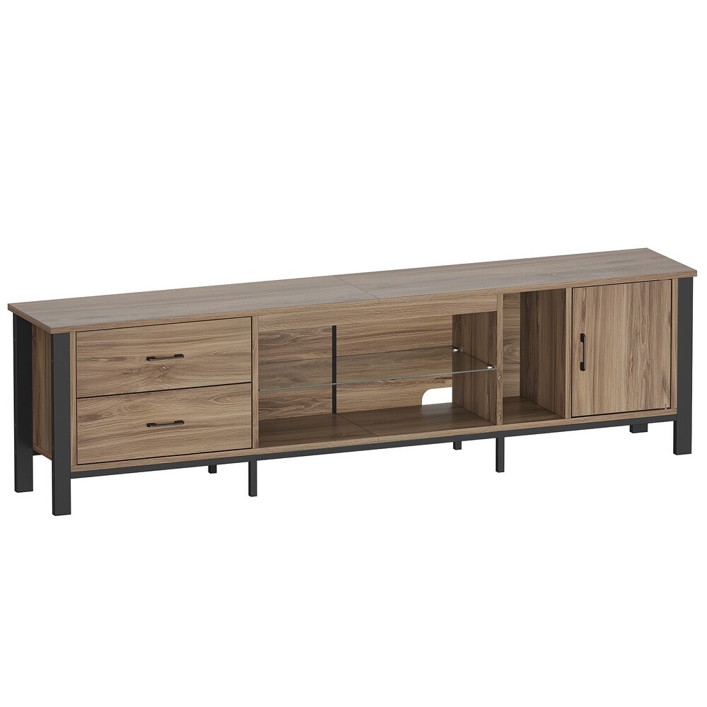 Modern TV Stands for 75/ 80/ 85 inch TV with 2 Drawers   80 inches