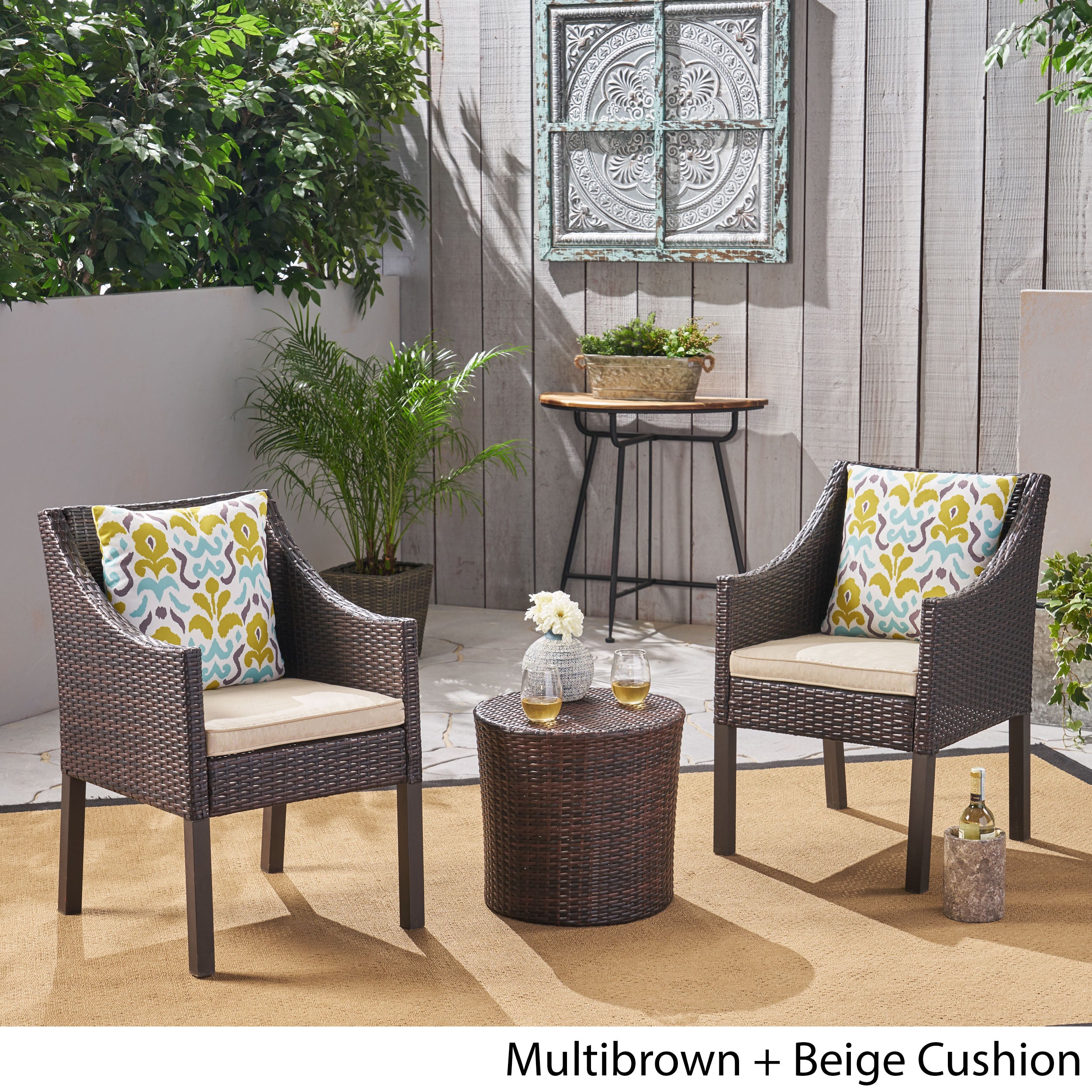 Sims Outdoor 3 Piece Wicker Chat Set