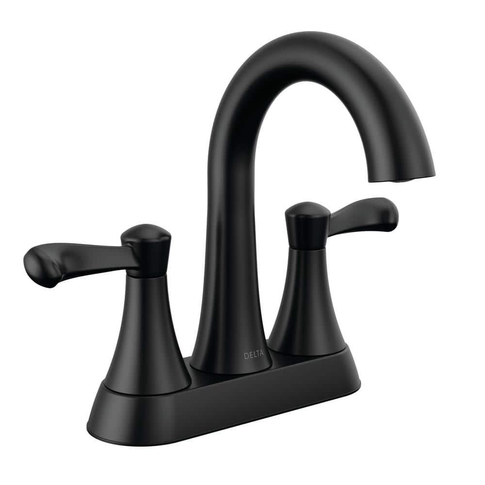 Delta Esato 4 in Centerset Double Handle Bathroom Faucet in Matte Black