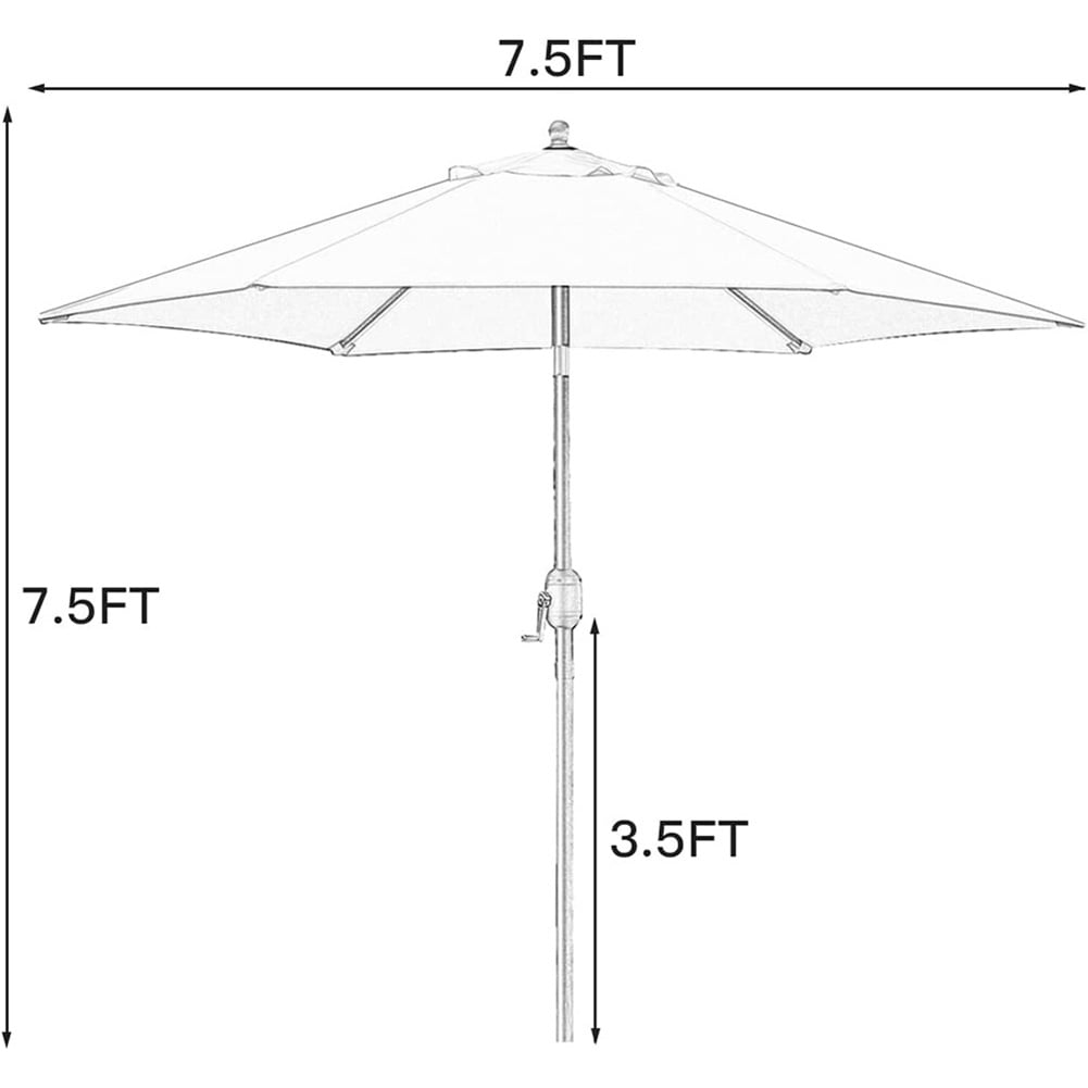 7.5' Patio Umbrella Outdoor Table and Chairs Market Umbrella with Push Button Tilt/Crank, 6 Ribs (Purple)